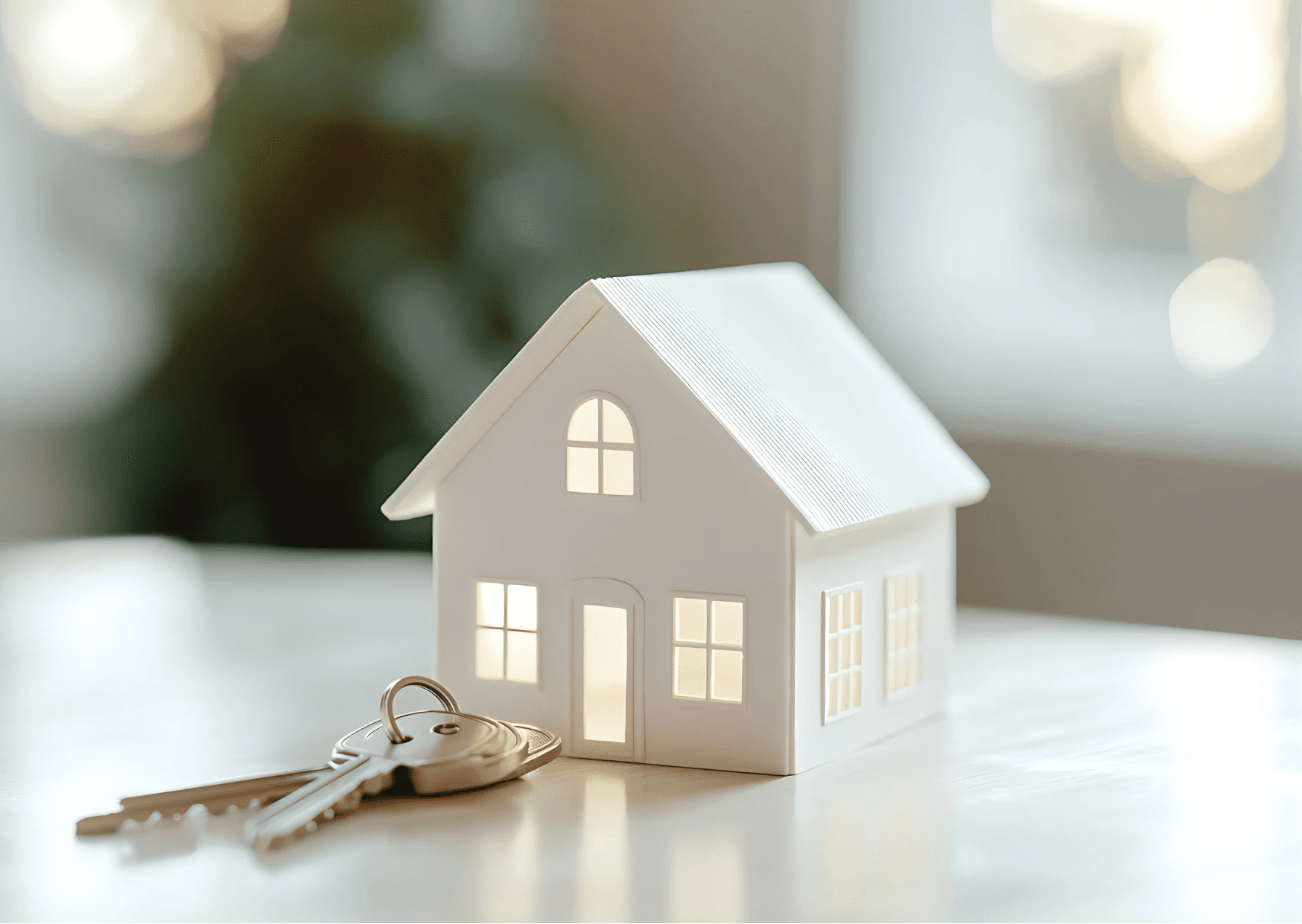 A small model house on a desk symbolising the mortgage process for first-time buyers.